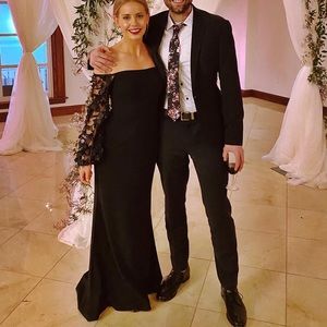 Eliza J black off the shoulder long dress